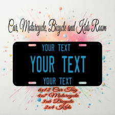 Personalized State License Plate Custom Black & Blue 4 Sizes Available picture
