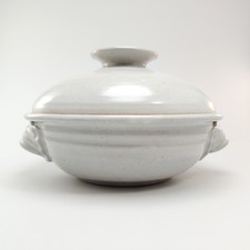 Janet Manning Covered Dish Glazed Ceramic Taupe 8