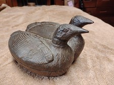 Vintage Cambodian Love Birds Hens Doves Copper Trinket Betel Box picture