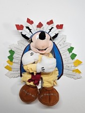 NEW VINTAGE 2002 Thanksgiving Mickey Mouse Native American Indian Plush Beanie picture