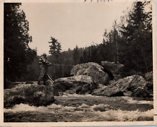 RARE 1938 CANADA FISHERMAN NORTHERN ONTARIO LAKES VINTAGE ORIGINAL PHOTO 217 picture