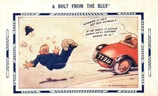 Vintage Postcard A Bolt From The Blue Man Hit By The Red Car Comic Accident picture