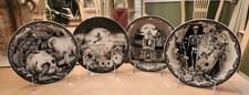 EATON FINE DINING HALLOWEEN HAUNTED HOUSE WITCH SET OF 4 SIDE PLATES APPETIZER picture