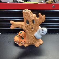 Vintage Ceramic Spooky Halloween Tree Pumpkin Ghost Electrical Light Up Decor picture