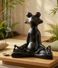 Bellaa Frog Yoga Statue 6 Inch Meditation Figurine in Lotus Pose 23101 picture