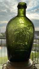 AWESOME PINT Gll-108 DOUBLE EAGLE FLASK, GREEN  PITTSBURGH, PA. EX. CRUDE, SHINY picture