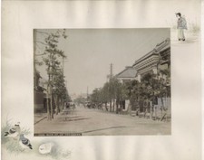 c.1890 PHOTO - JAPAN TAMAMURA STUDIO DECORATED PAGE - MAIN ST YOKOHAMA picture