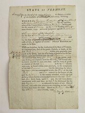 1796 antique STATE OF VERMONT orange co COURT EXEC new london ct BENJ HUNTINGTON picture