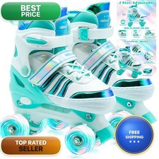 WELLWON Adjustable Quad Skates Age 5-8 Light Up Wheels Children Indoor Outdoor picture