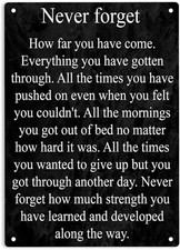 Never Forget How Far You Have Come Tin Metal Signs Home Décor 8x12  picture
