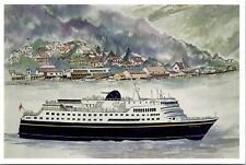 Ketchikan Alaska Marine Highway System Ferry Postcard Watercolor by Dorothy Hook picture