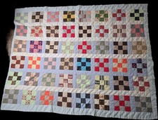 Vintage '70s 9 Patch Quilt. Handmade. 86