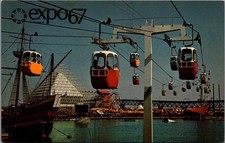 Expo 67 Montréal Sky Ride La Ronde Dolphin Lake Plasticchrome Postcard picture