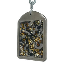 Rare Seymchan Meteorite Circle Pendant Golden Olivine Inclusions LK387 picture
