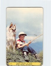 Postcard Dog and Boy Mac's Motel & Café Rock River Wyoming USA North America picture