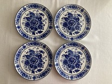4 Vintage Royal Delfts Blauw Handwerk Decorative Blue Floral Wall Plates 7.5” picture