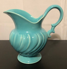 Vintage Franciscan Ware Pottery Aqua Blue Swirl Water Pitcher/USA # 202 picture