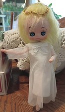 Vintage Jestia Yellow Hair Angel Tulle Wings Pixie Fairy Stockinette Ornament picture