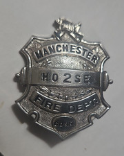 Vntage Obsolete MANCHESTER CONN CT HOSE 2 FIRE DEPT BADGE - 1-3/4