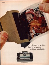 1967 Polaroid Camera Print Ad Full Page Kids Fall Leaves Instant Film Under $50 picture