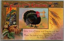 1913 THANKSGIVING GREETING Postcard Turkey 