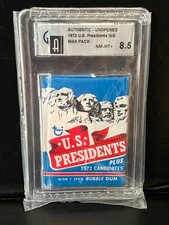 1972 Topps U.S. Presidents Sealed Wax Pack GAI 8.5 picture