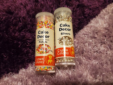 VINTAGE CROWN COLONY LOT OF CAKE DECOR DECORATING SPRINKLES RAINBOW & SILVER picture