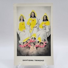 Santisma Trinidad Vintage MEXICO Hand Colored Catholic RPPC Photo 1950s picture