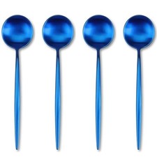 Elegant 8.5 French Blue Stainless Steel Spoons  4-Piece Dishwasher-Safe Gift Set picture
