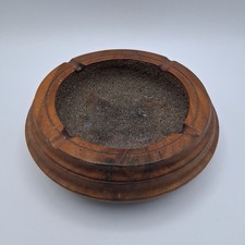 Vintage Jamaica Wooden Ashtray MCM Round Wood Monex LTD Mona Rehab Centre Rare picture