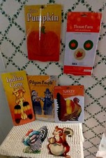 7PC VINTAGE NWT THANKSGIVING 4BEISTLE TISSUE CENTERPCS 1WALL DECOR+2FALL DIECUTS picture