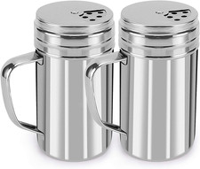 13Oz Salt and Pepper Shakers with Adjustable Pour Holes, Stainless Steel Dredge picture