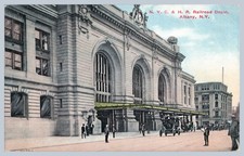 1910 Albany NYC-HR Railroad Depot New York Central Railway Station Postcard -287 picture