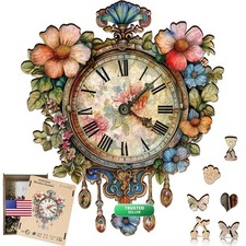 Jiroinlly Flower Clock 200 Piece Wooden Jigsaw Puzzle picture