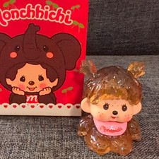 Monchhichi Resin Girl Figurine Amber/Pink Bib Cartoon Character w/ Box picture