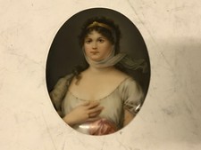 Antique German Painted Porcelain Oval Plaque Queen Louise of Prussia (1776-1810) picture