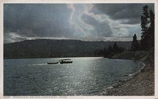 Lake Chatcolet ID Idaho Moonlight Boat Heyburn State Park Vtg Postcard 23A picture