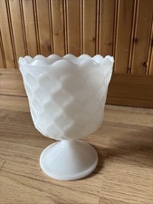 E. O. Brody Milk Glass MJ-42 Pedestal Planter Vase Candy Honeycomb  Cleveland OH picture