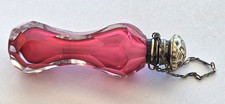 Antique Victorian Miniature Ruby Cut Glass Perfume Scent Bottle Deep Facets 1870 picture