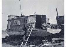1930 Dorchester MA James Butler Catboat Houseboat Lillian Glass Negative OOAK picture