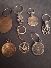Odd Lot Of 7  Vintage Collectible Variety of  Metals Keychains picture