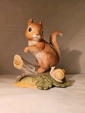 Homco Chipmunk & Snail Porcelain Figurine #1487 Collectible Woodland Creatures picture