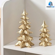 Gold Christmas Tree Figurines,Small Resin Christmas Tabletop Trees picture