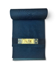 Unused Japanese Nishijin Kimono Fabric Bolt Tanmono Silk Wool Navy Ensemble20.4m picture