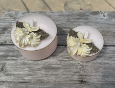 Vintage Schwarz Bros Pink Plastic Vanity Powder Set Of 2 With lids picture