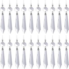 20 Pcs Clear Crystal Chandelier Icicle Prisms Replacement Parts for Lamp Decore picture