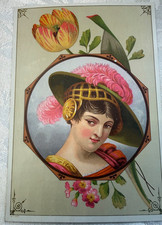 Antique 5x7 Victorian Print Woman in fancy hat picture