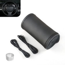 Genuine Leather Steering Wheel Cover, 15 Inch Hand Sewing Steering Wheel Wrap... picture