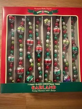 NIB Christopher Radko Shiny Brite Christmas Holiday Splendor Glass Garland 7ft. picture
