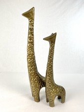 Pair Of MCM Gold Tone Metal Giraffe Sculpture Figures Cool picture